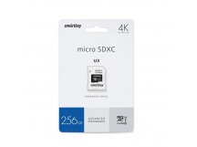 micro SDXC карта памяти Smartbuy 256GB для видеонаблюдения Class 10/U3/V30 (с адаптером SD)