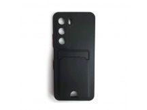 Чехол силиконовый Infinix Hot 60/60i матовый цветной с визитницей черный