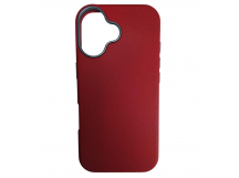 Чехол пластиковый iPhone 17 ЭкоКожа с ободком бордовый