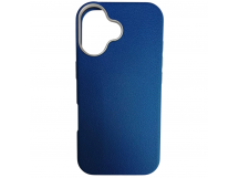 Чехол пластиковый iPhone 17 ЭкоКожа с ободком синий