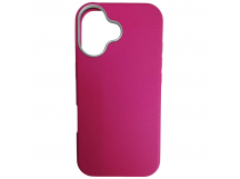 Чехол пластиковый iPhone 17 ЭкоКожа с ободком фуксия