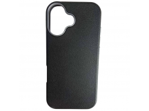 Чехол пластиковый iPhone 17 ЭкоКожа с ободком черный