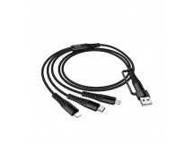 Кабель USB - Multi connector Hoco X123 3в1(USB/C to iP+C+Micro) 18W 100см 3A  (black) (243031)