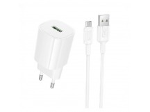 Сетевое ЗУ BOROFONE BA102A + кабель Micro USB (USB QC 3.0/18W) белое