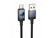 Кабель USB - TypeC HOCO X118 5A (черный) 1м display, мятая упаковка