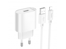 Адаптер сетевой Hoco C109A USB 2,1A/10,5W + кабель USB - Apple Lightning (white)
