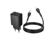 Адаптер Сетевой с кабелем Hoco N68 Nuevo PD Type-C 20W (Type-C/Lightning) (black) (242960)