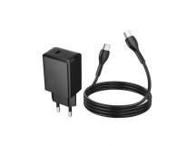 Адаптер Сетевой с кабелем Hoco N68 Nuevo PD Type-C 20W (Type-C/Type-C) (black) (242962)