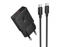 Адаптер сетевой Hoco N72 Mini PD Type-C 3A/20W + кабель Type-C - Type-C (black) 