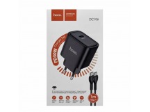 Сетевое ЗУ HOCO DC106 + кабель Type-C/Type-C (PD 30W) черное