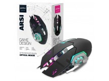 Игровая мышь USB Perfeo ARSI (B3412) 6 кн, 6 цв. LED подсветка, 3200DPI, кабель 1,6м черн-серебро, шт