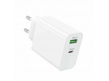 Адаптер сетевой Borofone BA108A (30W, QС3.0, PD, 2 порта) Белый