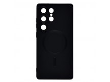 Чехол силиконовый Samsung S25 Ultra матовый с MagSafe черный