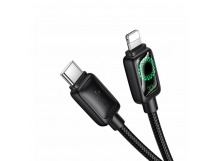 Кабель Type-C - Lightning Hoco U146 (3A, 30W, PD, оплетка нейлон, 1.2 м) Черный