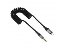 Переходник Lightning - 3,5 выход HOCO UPA33 (1,5м/пружина) черный