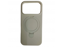 Чехол силиконовый iPhone 17 Pro MagSafe цветной с кольцом белый