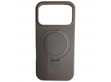 Чехол силиконовый iPhone 17 Pro MagSafe цветной с кольцом серый
