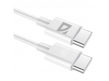Кабель DEFENDER F182 TypeC-TypeC 1м, 60 Вт, PD,TPE,белый, пакет (1/100)