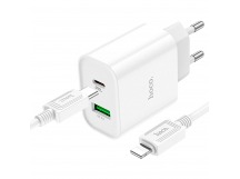 Адаптер Сетевой с кабелем Hoco C80A Plus Rapido PD (повр. уп.) USB/Type-C 20W (Type-C/Lightn(243578)