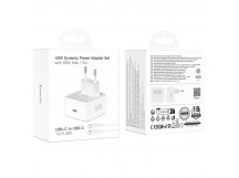 Сетевое зарядное устройство Hoco C161A, 40W + кабель Type-C/Type-C, цвет белый