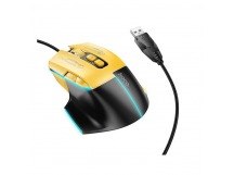 Проводная мышь игровая HOCO GM31 RGB черно-желтая