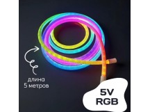 Гибкий неон в тканевой оболочке DC 5В, d16 мм, RGB IC, пульт в комплекте (5 метров), шт