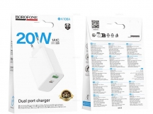 Адаптер сетевой BOROFONE BA106A PD 20W + QC 3.0 (белый)