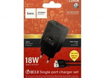 Сетевой адаптер питания HOCO CS92A QC3.0 + кабель Type-C (черный)