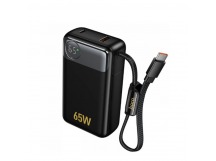 Внешний аккумулятор Hoco Q53, 12000mAh (PD65W), встроенный кабель Type-C, черный