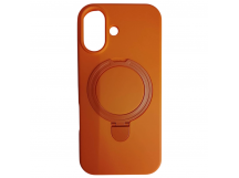 Чехол силиконовый iPhone 17 MagSafe цветной с кольцом оранжевый