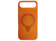 Чехол силиконовый iPhone 17 Air MagSafe цветной с кольцом оранжевый
