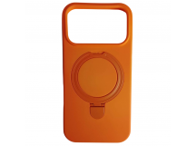 Чехол силиконовый iPhone 17 Pro MagSafe цветной с кольцом оранжевый
