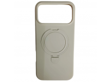 Чехол силиконовый iPhone 17 Pro Max MagSafe цветной с кольцом белый