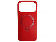 Чехол силиконовый iPhone 17 Pro Max MagSafe цветной с кольцом красный