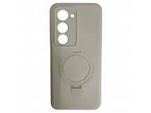 Чехол силиконовый Xiaomi Redmi 15 MagSafe цветной с кольцом белый