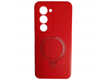 Чехол силиконовый Xiaomi Redmi 15 MagSafe цветной с кольцом красный