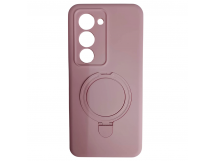 Чехол силиконовый Xiaomi Redmi 15 MagSafe цветной с кольцом розовый