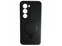 Чехол силиконовый Xiaomi Redmi 15 MagSafe цветной с кольцом черный