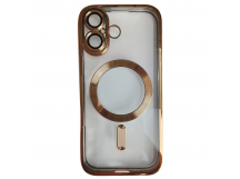 Чехол силиконовый iPhone 17 Magsafe прозрачный с защитой камеры золотой