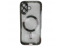 Чехол силиконовый iPhone 17 Magsafe прозрачный с защитой камеры серебро