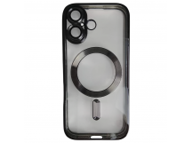 Чехол силиконовый iPhone 17 Magsafe прозрачный с защитой камеры черный