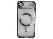 Чехол силиконовый iPhone 17 Air Magsafe прозрачный с защитой камеры серебро