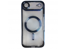 Чехол силиконовый iPhone 17 Air Magsafe прозрачный с защитой камеры синий