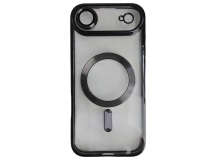 Чехол силиконовый iPhone 17 Air Magsafe прозрачный с защитой камеры черный