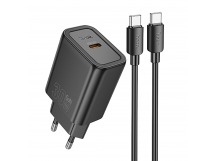 Адаптер Сетевой с кабелем Hoco N62 Gentle PD Type-C 3A/30W (Type-C/Type-C) (black) (241810)