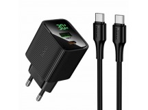 Блок питания сетевой 1 USB, 1 Type-C HOCO CS84A Excellent, 3.0A, PD30Вт, кабель Type-C - Type-C, цвет: черный (1/18/180)