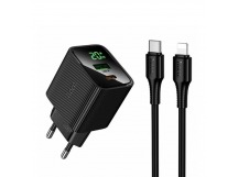Блок питания сетевой 1 USB, 1 Type-C HOCO CS83A Excellent, 3.0A, PD20Вт, кабель Type-C - 8 pin, цвет: черный (1/18/180)