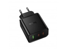 Сетевое зарядное устройство USB/Type-C Hoco N75 (65W, QC3.0, PD, 3 порта) Черный