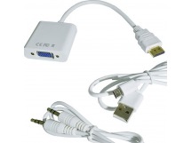 Кабель HDMI - VGA + AUX ENERGY POWER (0.20m) белый