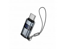 Переходник HOCO UA44A TC(m)-TC(f) с индикацией мощности PD 100W (серый)